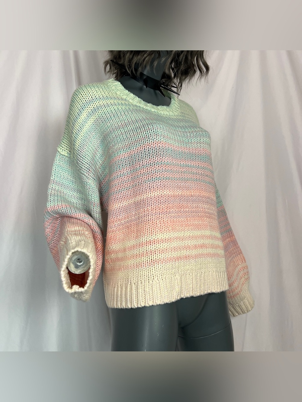 Pastel Knit Ombré Crewneck Sweater